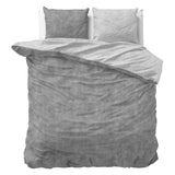 Brushed Cotton - Rich Flannel Duvet Cover Set Washed | Grey | Double - 200cm (W) x 220cm (L) - The Bedding & Blankets Store