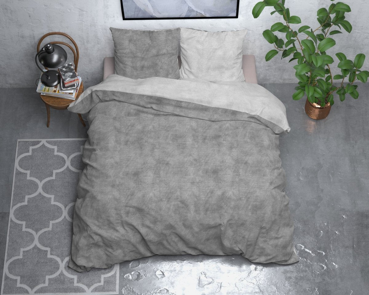 Brushed Cotton - Rich Flannel Duvet Cover Set Washed | Grey | Single - 140cm (W) x 220cm (L) - The Bedding & Blankets Store