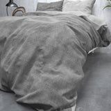 Brushed Cotton - Rich Flannel Duvet Cover Set Washed | Grey | Single - 140cm (W) x 220cm (L) - The Bedding & Blankets Store