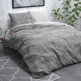Brushed Cotton - Rich Flannel Duvet Cover Set Washed | Grey | Single - 140cm (W) x 220cm (L) - The Bedding & Blankets Store