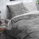 Brushed Cotton - Rich Flannel Duvet Cover Set Washed | Grey | Single - 140cm (W) x 220cm (L) - The Bedding & Blankets Store