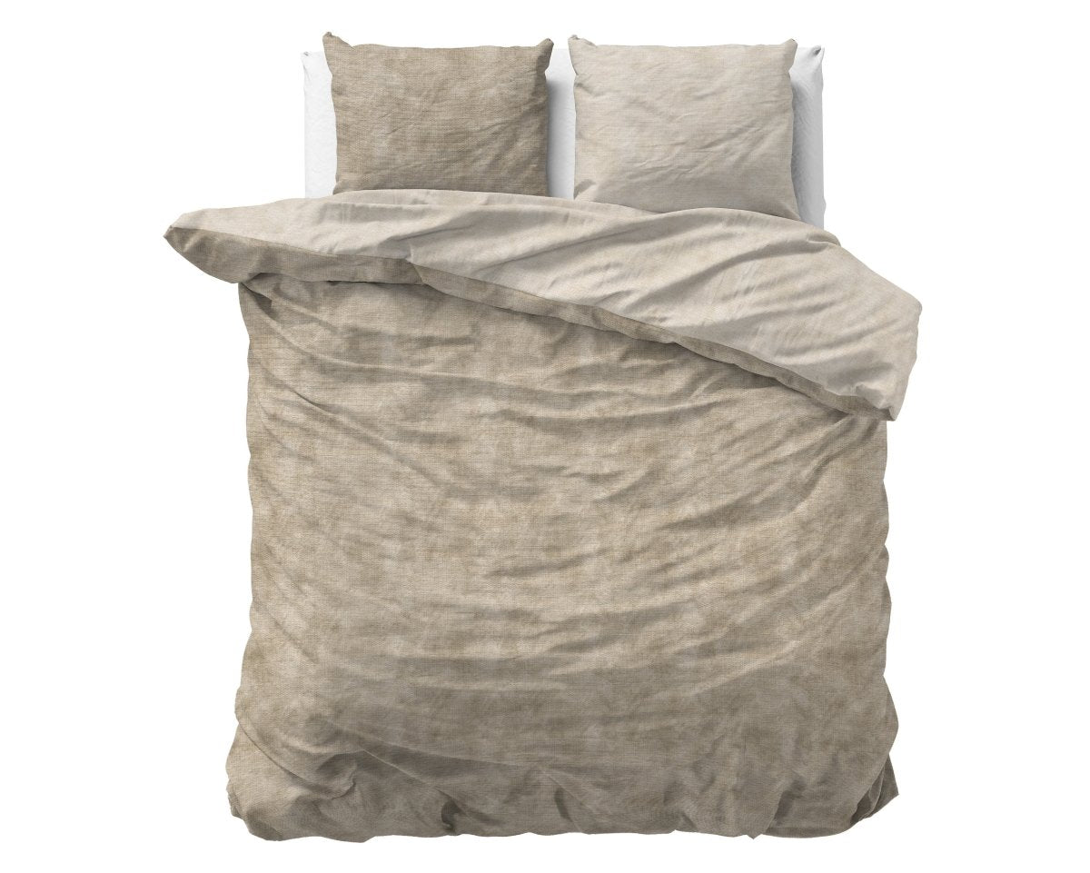 Brushed Cotton - Rich Flannel Duvet Cover Set Washed | Taupe | Double - 200cm (W) x 220cm (L) - The Bedding & Blankets Store