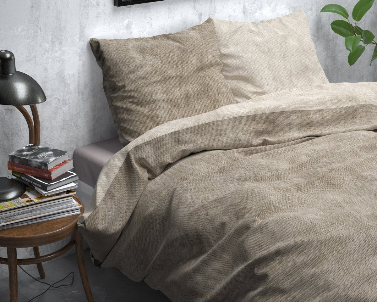 Brushed Cotton - Rich Flannel Duvet Cover Set Washed | Taupe | Single - 140cm (W) x 220cm (L) - The Bedding & Blankets Store