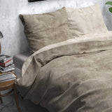 Brushed Cotton - Rich Flannel Duvet Cover Set Washed | Taupe | Single - 140cm (W) x 220cm (L) - The Bedding & Blankets Store