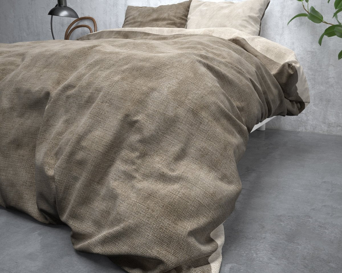 Brushed Cotton - Rich Flannel Duvet Cover Set Washed | Taupe | Single - 140cm (W) x 220cm (L) - The Bedding & Blankets Store