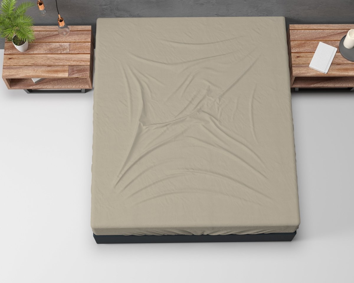 Classic Flannel Fitted Sheet | Taupe | Single 90 x 200cm (L) x cm (D) - The Bedding & Blankets Store