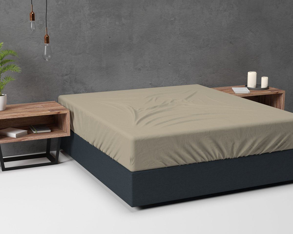Classic Flannel Fitted Sheet | Taupe | Single 90 x 200cm (L) x cm (D) - The Bedding & Blankets Store