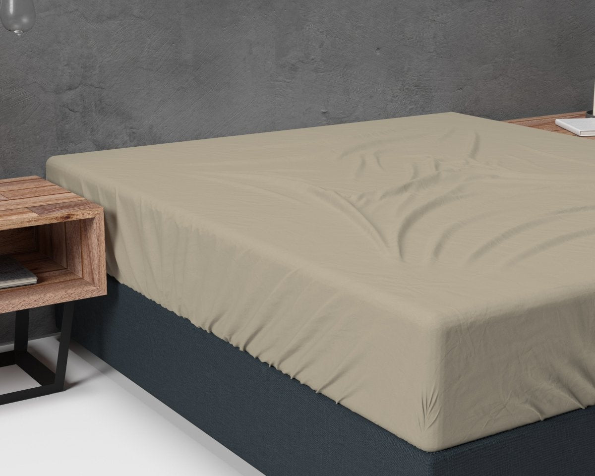 Classic Flannel Fitted Sheet | Taupe | Single 90 x 200cm (L) x cm (D) - The Bedding & Blankets Store