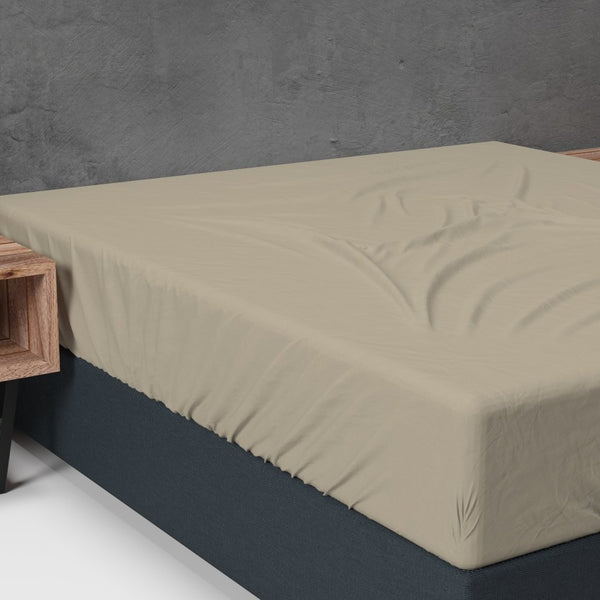 Classic Flannel Fitted Sheet | Taupe | Single 90 x 200cm (L) x cm (D) - The Bedding & Blankets Store