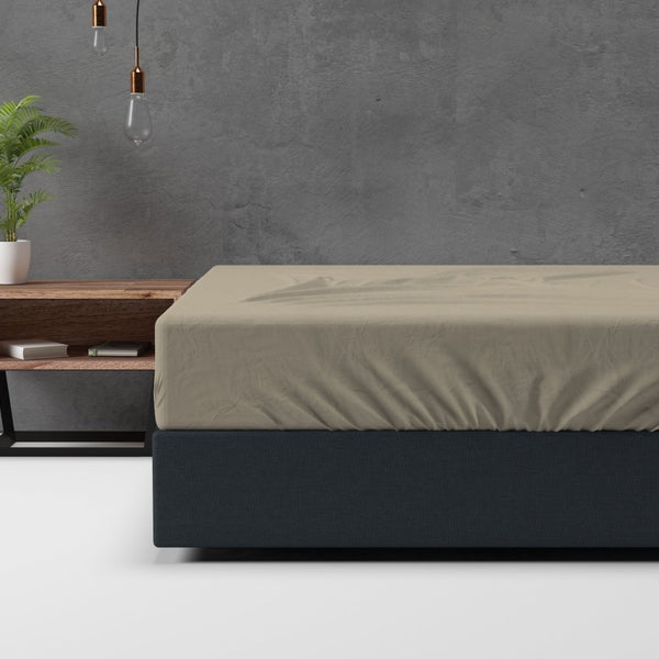 Classic Flannel Fitted Sheet | Taupe | Single 90 x 200cm (L) x cm (D) - The Bedding & Blankets Store
