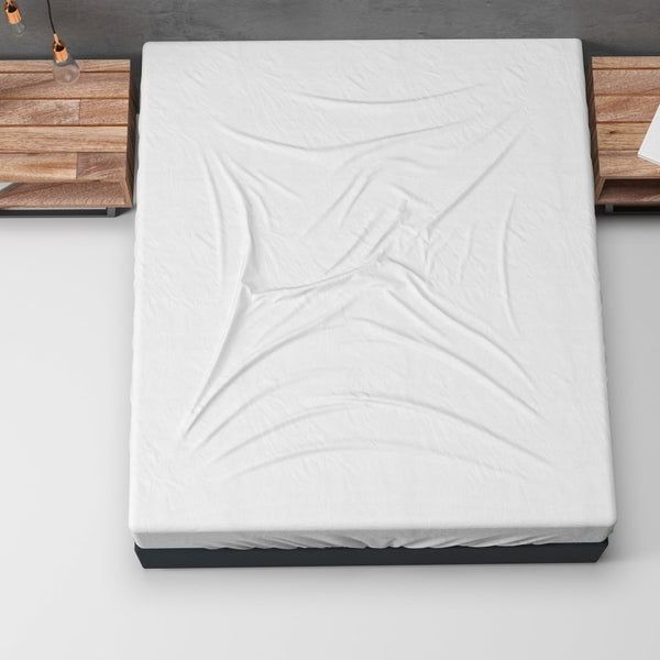 Classic Flannel Fitted Sheet | White | Single 90 x 200cm (L) x cm (D) - The Bedding & Blankets Store