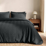 Embossed Microfibre Duvet Cover Set Curve 3D | Anthracite | Single - 140cm (W) x 220cm (L) - The Bedding & Blankets Store
