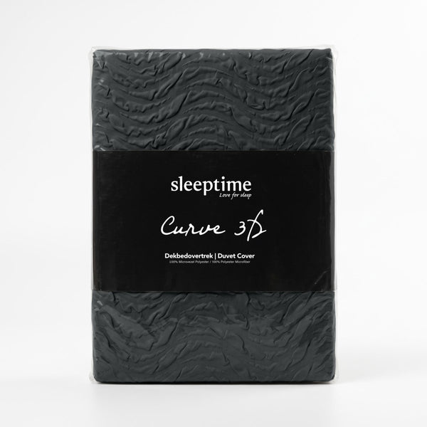 Embossed Microfibre Duvet Cover Set Curve 3D | Anthracite | Single - 140cm (W) x 220cm (L) - The Bedding & Blankets Store