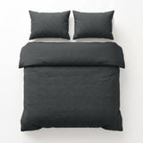 Embossed Microfibre Duvet Cover Set Curve 3D | Anthracite | Single - 140cm (W) x 220cm (L) - The Bedding & Blankets Store