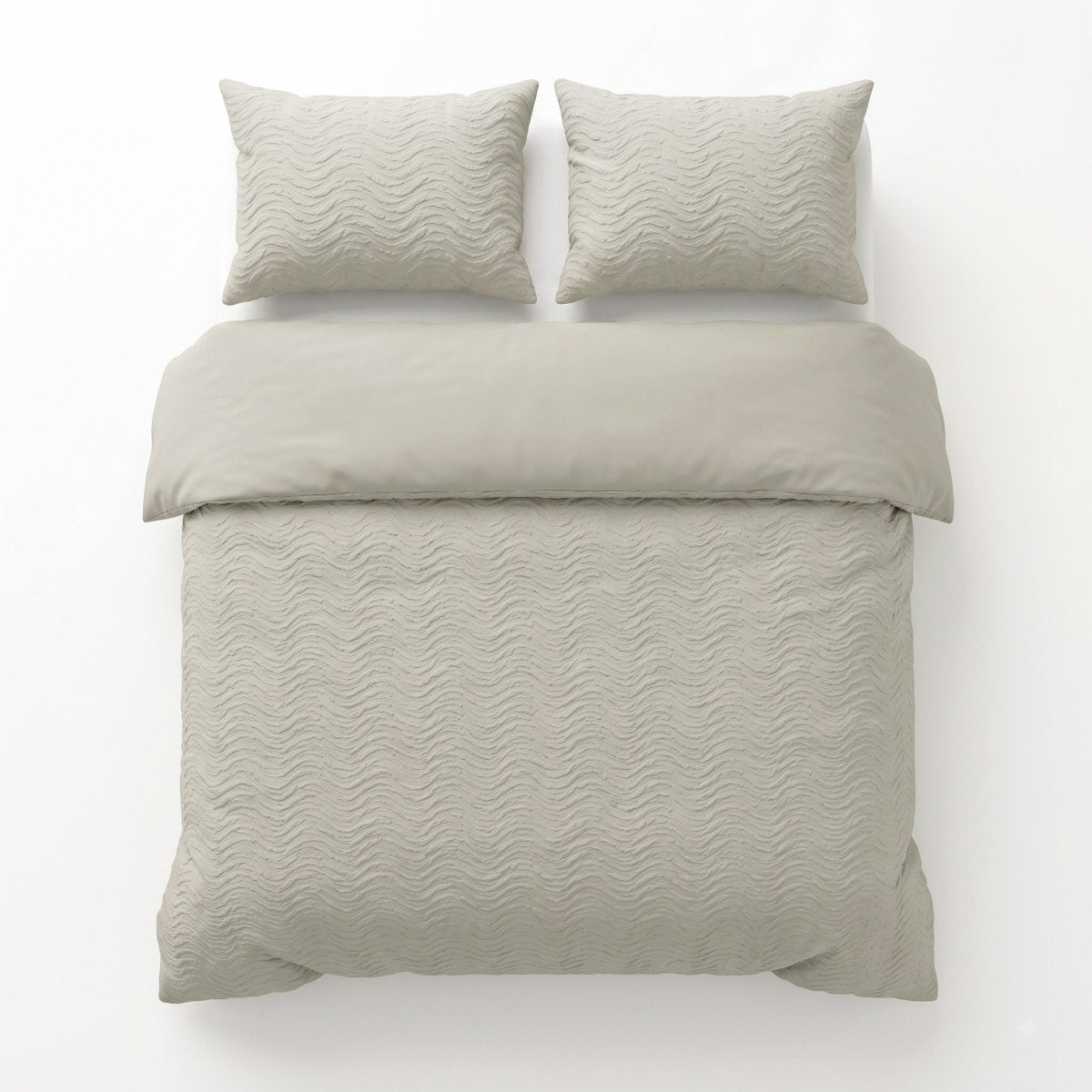 Embossed Microfibre Duvet Cover Set Curve 3D | Cream | Single - 140cm (W) x 220cm (L) - The Bedding & Blankets Store