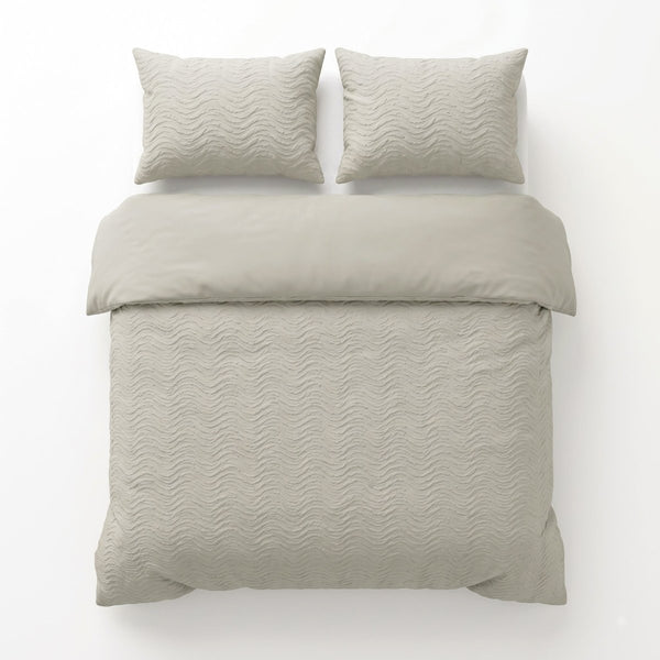 Embossed Microfibre Duvet Cover Set Curve 3D | Cream | Single - 140cm (W) x 220cm (L) - The Bedding & Blankets Store
