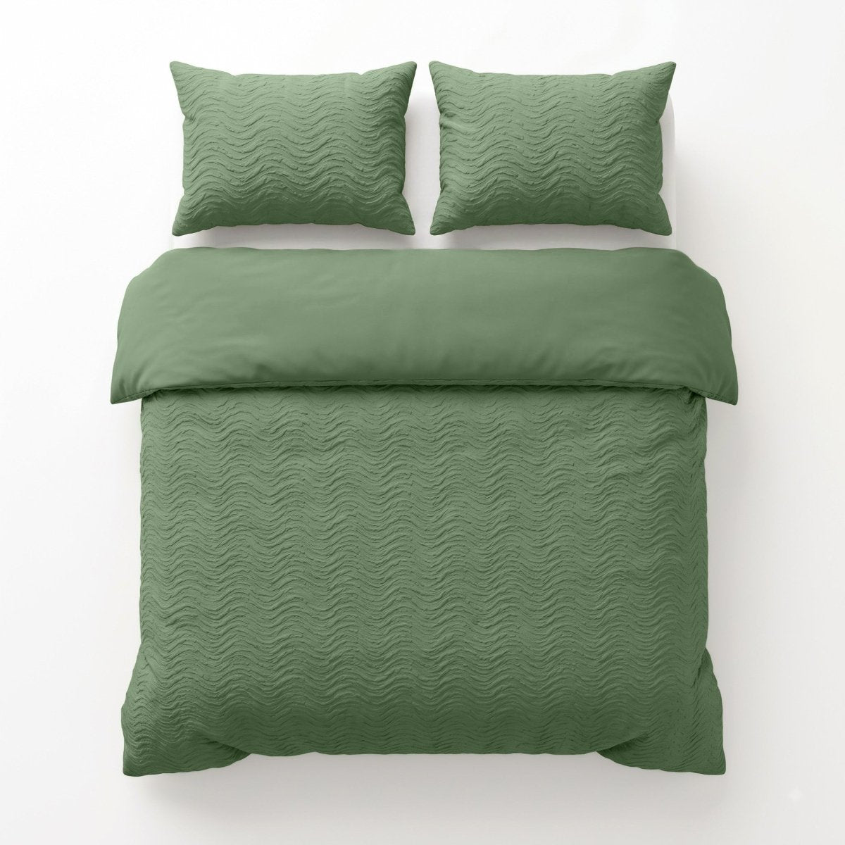Embossed Microfibre Duvet Cover Set Curve 3D | Green | Single - 140cm (W) x 220cm (L) - The Bedding & Blankets Store