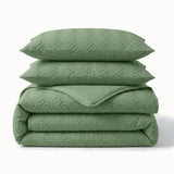 Embossed Microfibre Duvet Cover Set Curve 3D | Green | Single - 140cm (W) x 220cm (L) - The Bedding & Blankets Store