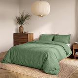 Embossed Microfibre Duvet Cover Set Curve 3D | Green | Single - 140cm (W) x 220cm (L) - The Bedding & Blankets Store
