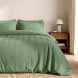 Embossed Microfibre Duvet Cover Set Curve 3D | Green | Single - 140cm (W) x 220cm (L) - The Bedding & Blankets Store
