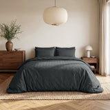 Embossed Microfibre Duvet Cover Set Modern Geo 3D | Anthracite | Single - 140cm (W) x 220cm (L) - The Bedding & Blankets Store