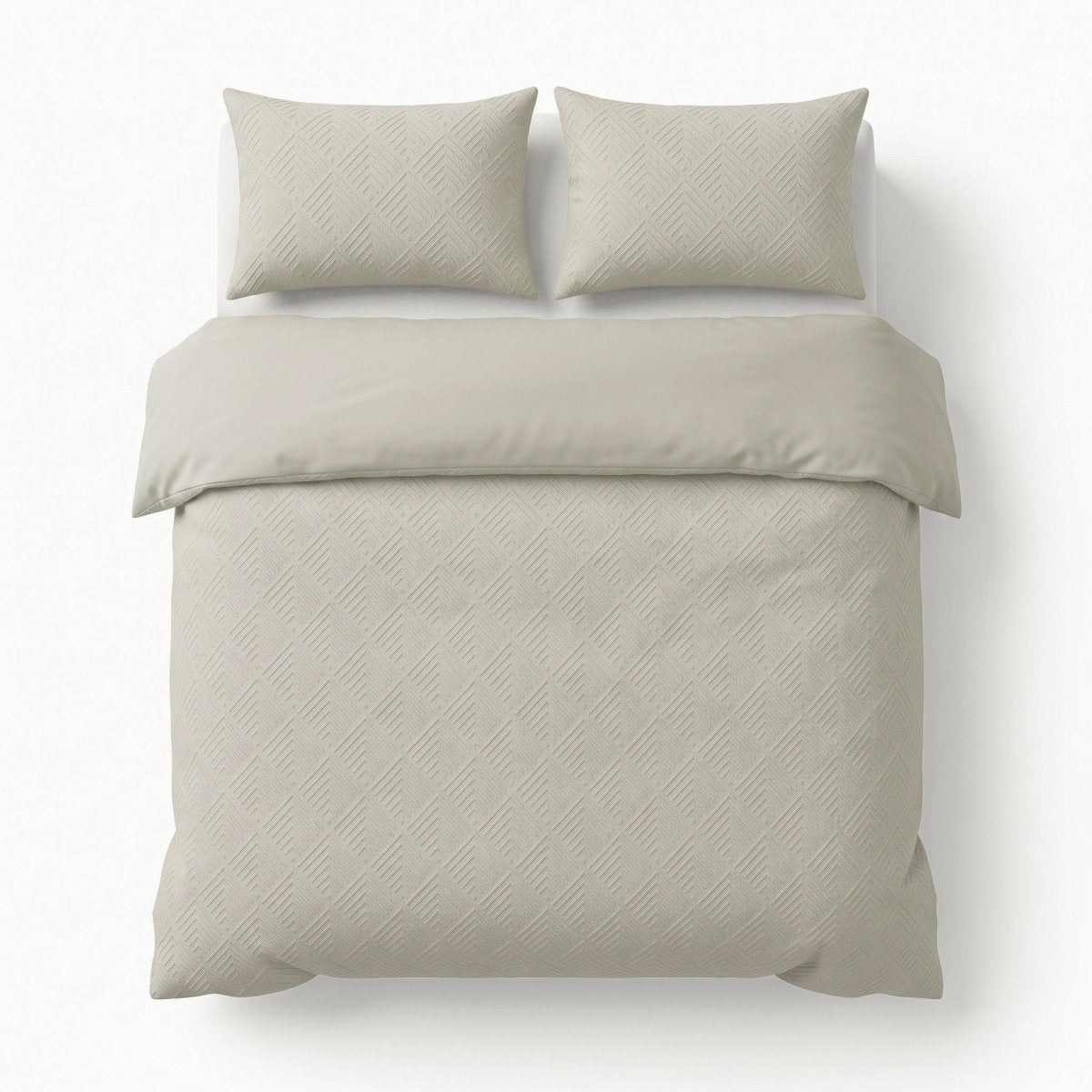 Embossed Microfibre Duvet Cover Set Modern Geo 3D | Cream | Single - 140cm (W) x 220cm (L) - The Bedding & Blankets Store