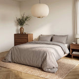 Embossed Microfibre Duvet Cover Set Modern Geo 3D | Taupe/Grey | Single - 140cm (W) x 220cm (L) - The Bedding & Blankets Store