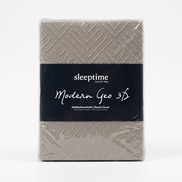 Embossed Microfibre Duvet Cover Set Modern Geo 3D | Taupe/Grey | Single - 140cm (W) x 220cm (L) - The Bedding & Blankets Store
