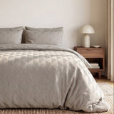 Embossed Microfibre Duvet Cover Set Modern Geo 3D | Taupe/Grey | Single - 140cm (W) x 220cm (L) - The Bedding & Blankets Store