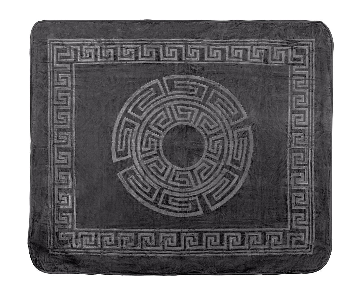 Embossed Microfibre Throw Zeta | Anthracite | Double XL - 200cm (W) x 240cm (L) - The Bedding & Blankets Store