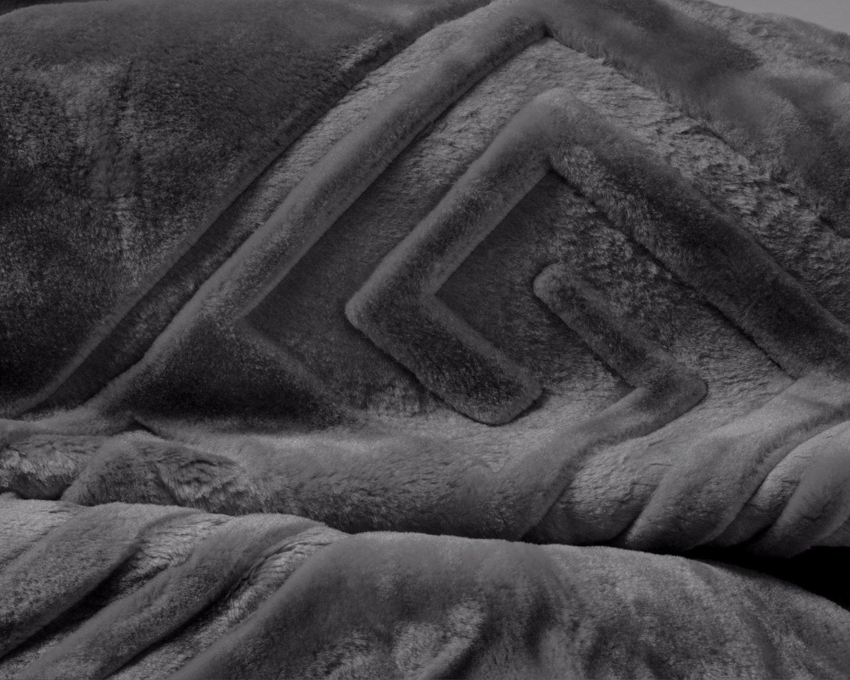 Embossed Microfibre Throw Zeta | Anthracite | Double XL - 200cm (W) x 240cm (L) - The Bedding & Blankets Store
