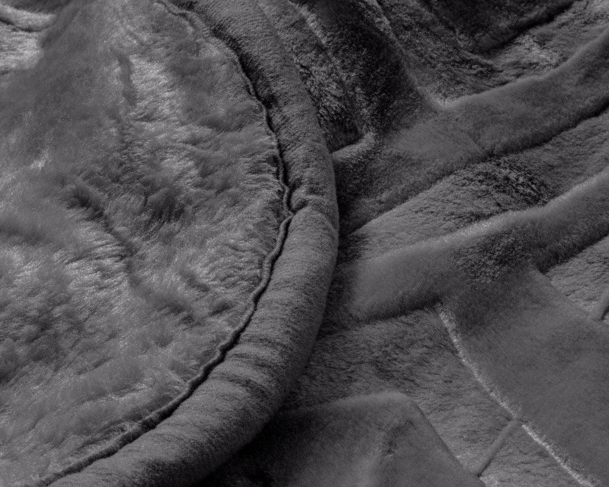 Embossed Microfibre Throw Zeta | Anthracite | Double XL - 200cm (W) x 240cm (L) - The Bedding & Blankets Store