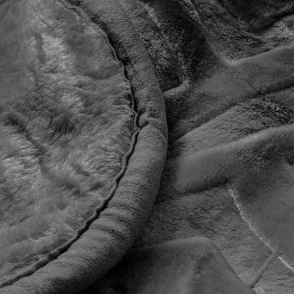 Embossed Microfibre Throw Zeta | Anthracite | Double XL - 200cm (W) x 240cm (L) - The Bedding & Blankets Store