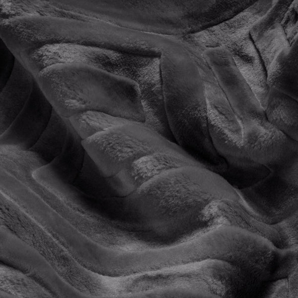 Embossed Microfibre Throw Zeta | Anthracite | Double XL - 200cm (W) x 240cm (L) - The Bedding & Blankets Store