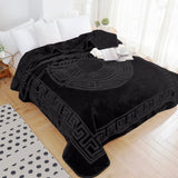 Embossed Microfibre Throw Zeta | Black | Double XL - 200cm (W) x 240cm (L) - The Bedding & Blankets Store
