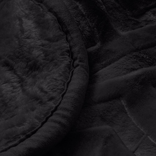 Embossed Microfibre Throw Zeta | Black | Double XL - 200cm (W) x 240cm (L) - The Bedding & Blankets Store