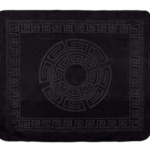 Embossed Microfibre Throw Zeta | Black | Double XL - 200cm (W) x 240cm (L) - The Bedding & Blankets Store