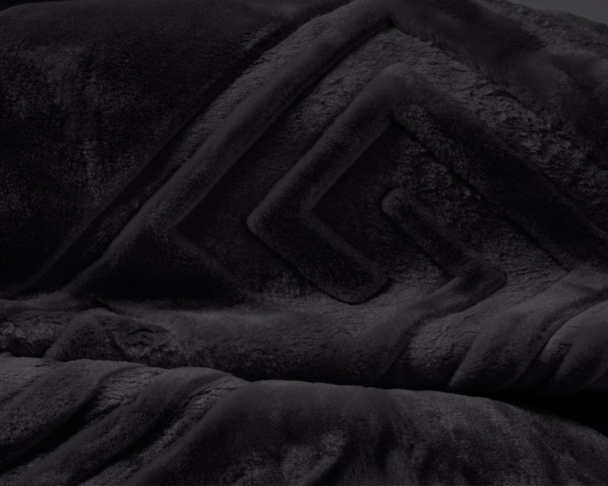 Embossed Microfibre Throw Zeta | Black | Double XL - 200cm (W) x 240cm (L) - The Bedding & Blankets Store
