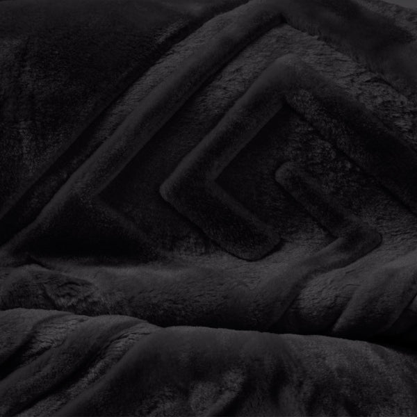 Embossed Microfibre Throw Zeta | Black | Double XL - 200cm (W) x 240cm (L) - The Bedding & Blankets Store