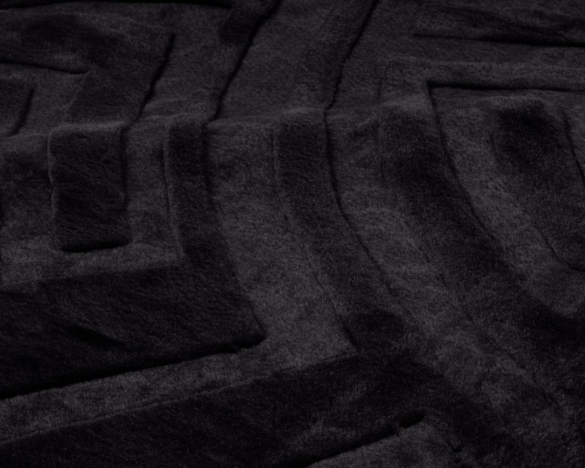 Embossed Microfibre Throw Zeta | Black | Double XL - 200cm (W) x 240cm (L) - The Bedding & Blankets Store