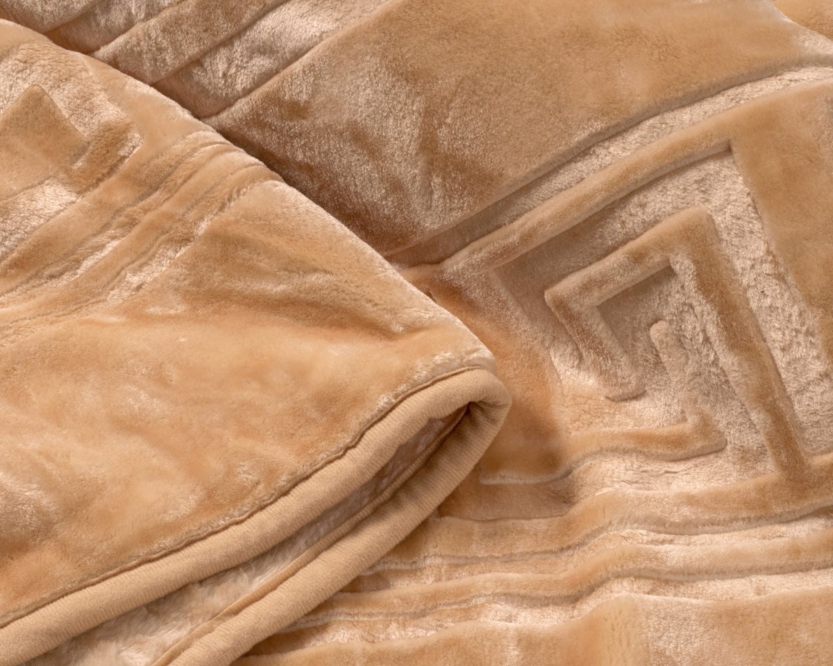 Embossed Microfibre Throw Zeta | Cream | Double XL - 200cm (W) x 240cm (L) - The Bedding & Blankets Store