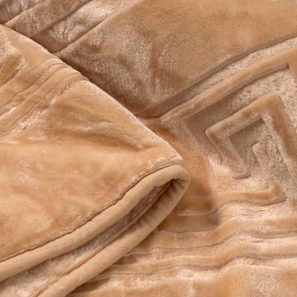 Embossed Microfibre Throw Zeta | Cream | Double XL - 200cm (W) x 240cm (L) - The Bedding & Blankets Store