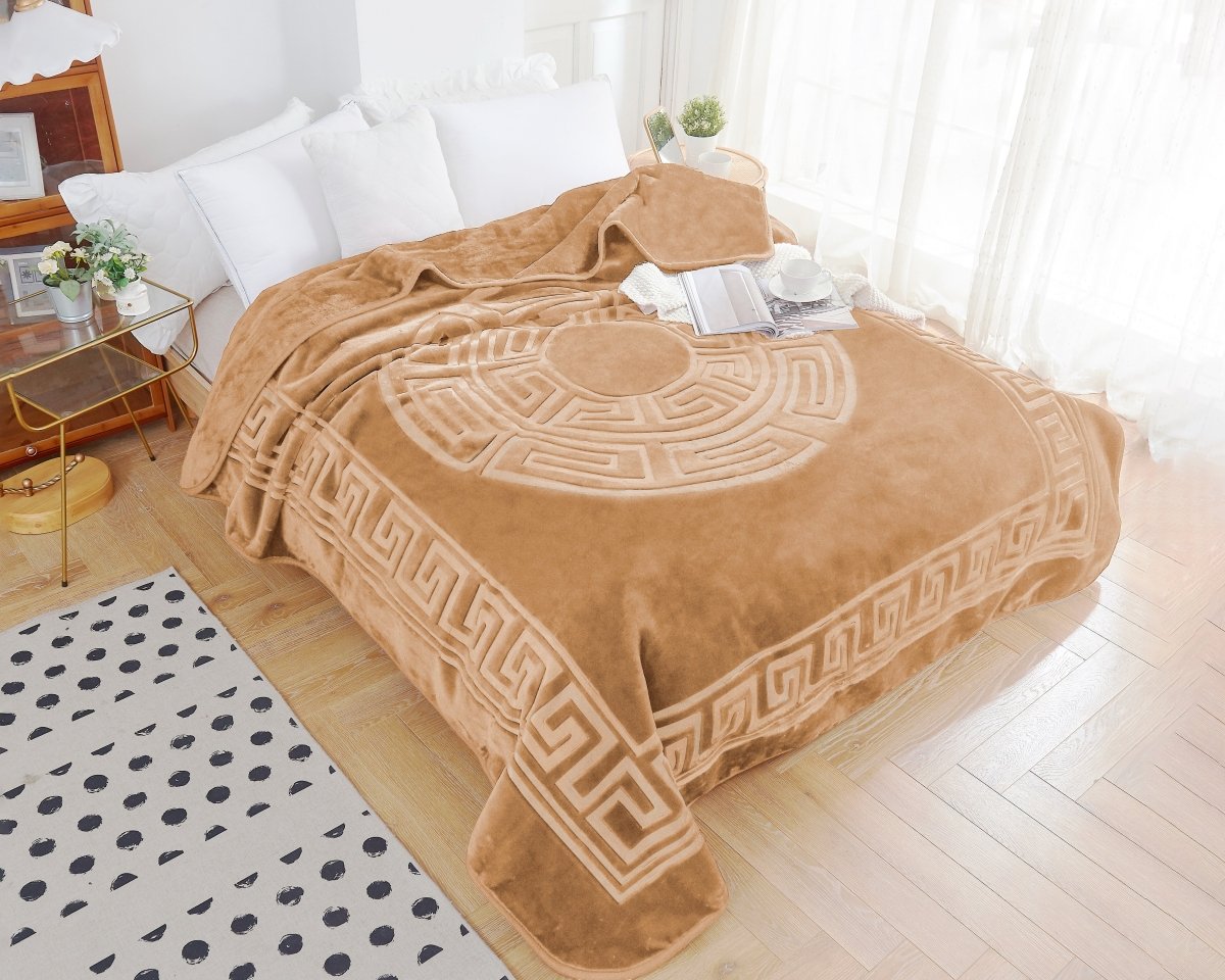 Embossed Microfibre Throw Zeta | Cream | Double XL - 200cm (W) x 240cm (L) - The Bedding & Blankets Store