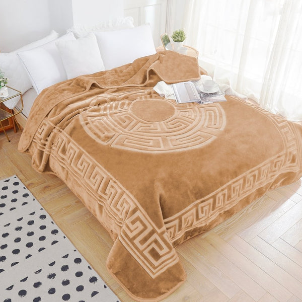Embossed Microfibre Throw Zeta | Cream | Double XL - 200cm (W) x 240cm (L) - The Bedding & Blankets Store