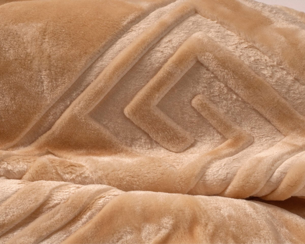 Embossed Microfibre Throw Zeta | Cream | Double XL - 200cm (W) x 240cm (L) - The Bedding & Blankets Store