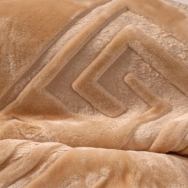 Embossed Microfibre Throw Zeta | Cream | Double XL - 200cm (W) x 240cm (L) - The Bedding & Blankets Store