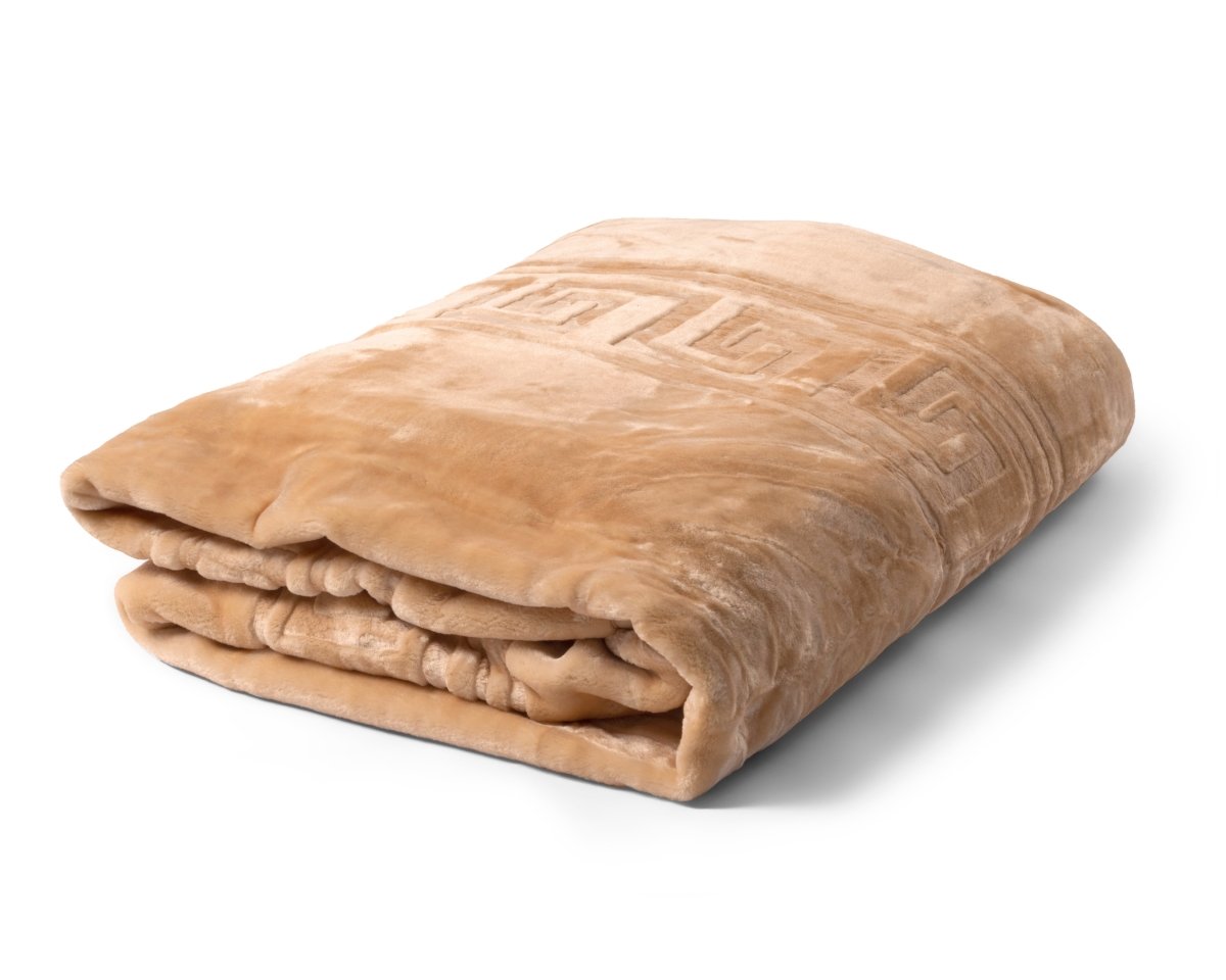 Embossed Microfibre Throw Zeta | Cream | Double XL - 200cm (W) x 240cm (L) - The Bedding & Blankets Store