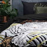 Embossed Snow Tiger Duvet | Black | Large Double (EU) - 200cm (W) x 240cm (L) - The Bedding & Blankets Store