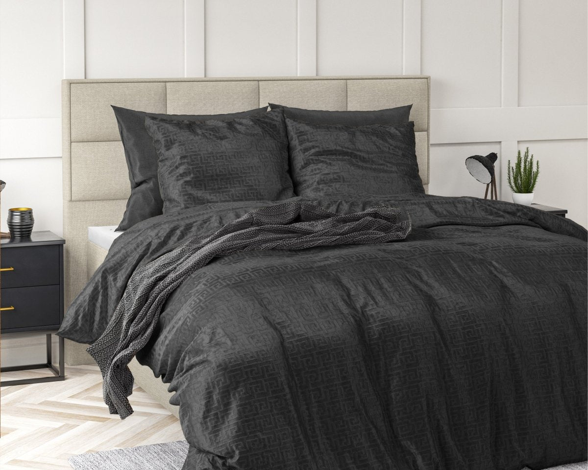 Embossed Velvet Duvet Cover Set Fashion | Black | Single - 135cm (W) x 200cm (L) - The Bedding & Blankets Store