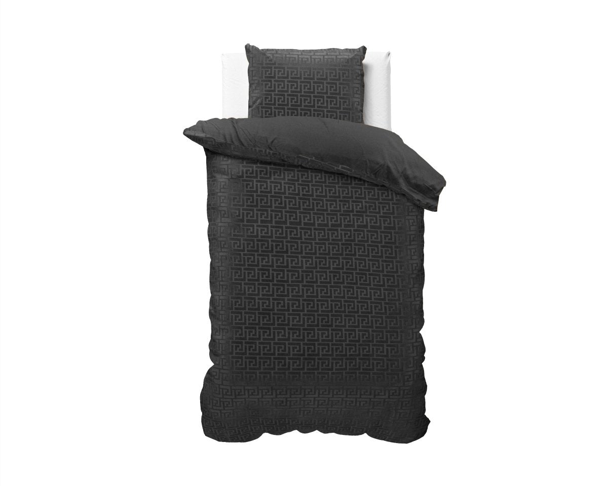 Embossed Velvet Duvet Cover Set Fashion | Black | Single - 135cm (W) x 200cm (L) - The Bedding & Blankets Store